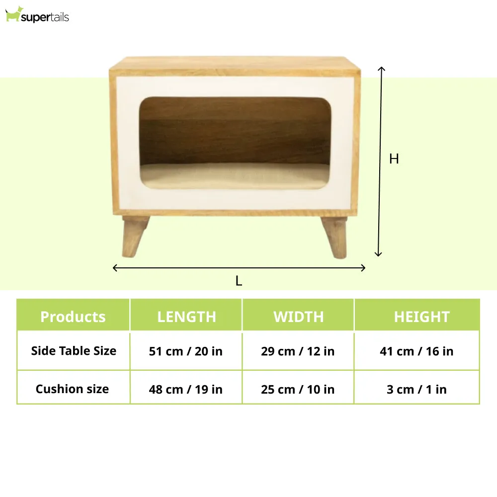 FurryLiving Telly Side Table with Cushion for Small Dogs and Cats (Oak)