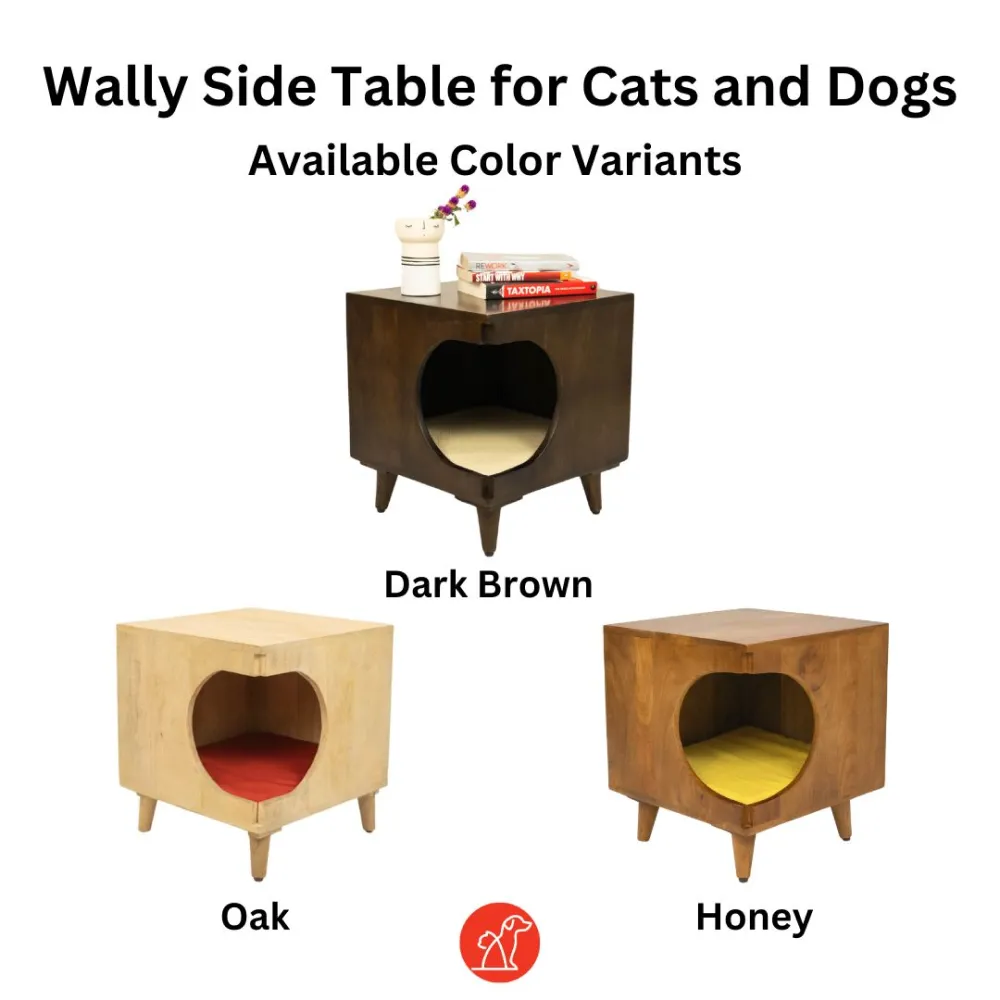 FurryLiving Wally Side Table with Cushion for Small Dogs and Cats (Oak)