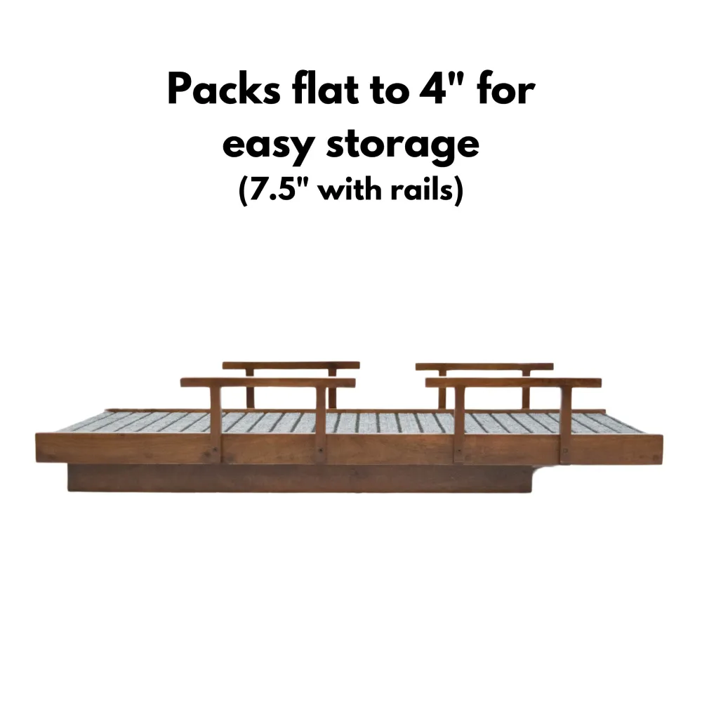 FurryLiving Wooden Ramp with Safety Rails for Dogs and Cats (Teak Brown)