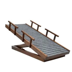 FurryLiving Wooden Ramp with Safety Rails for Dogs and Cats (Teak Brown)