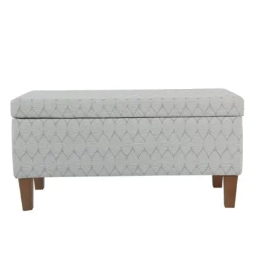 Geometric Patterned Fabric Upholstered Wooden Bench with Hinged Storage, Large, Gray and Brown - K6384NP-F2244 By Casagear Home