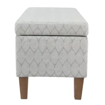 Geometric Patterned Fabric Upholstered Wooden Bench with Hinged Storage, Large, Gray and Brown - K6384NP-F2244 By Casagear Home