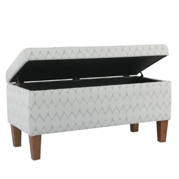 Geometric Patterned Fabric Upholstered Wooden Bench with Hinged Storage, Large, Gray and Brown - K6384NP-F2244 By Casagear Home