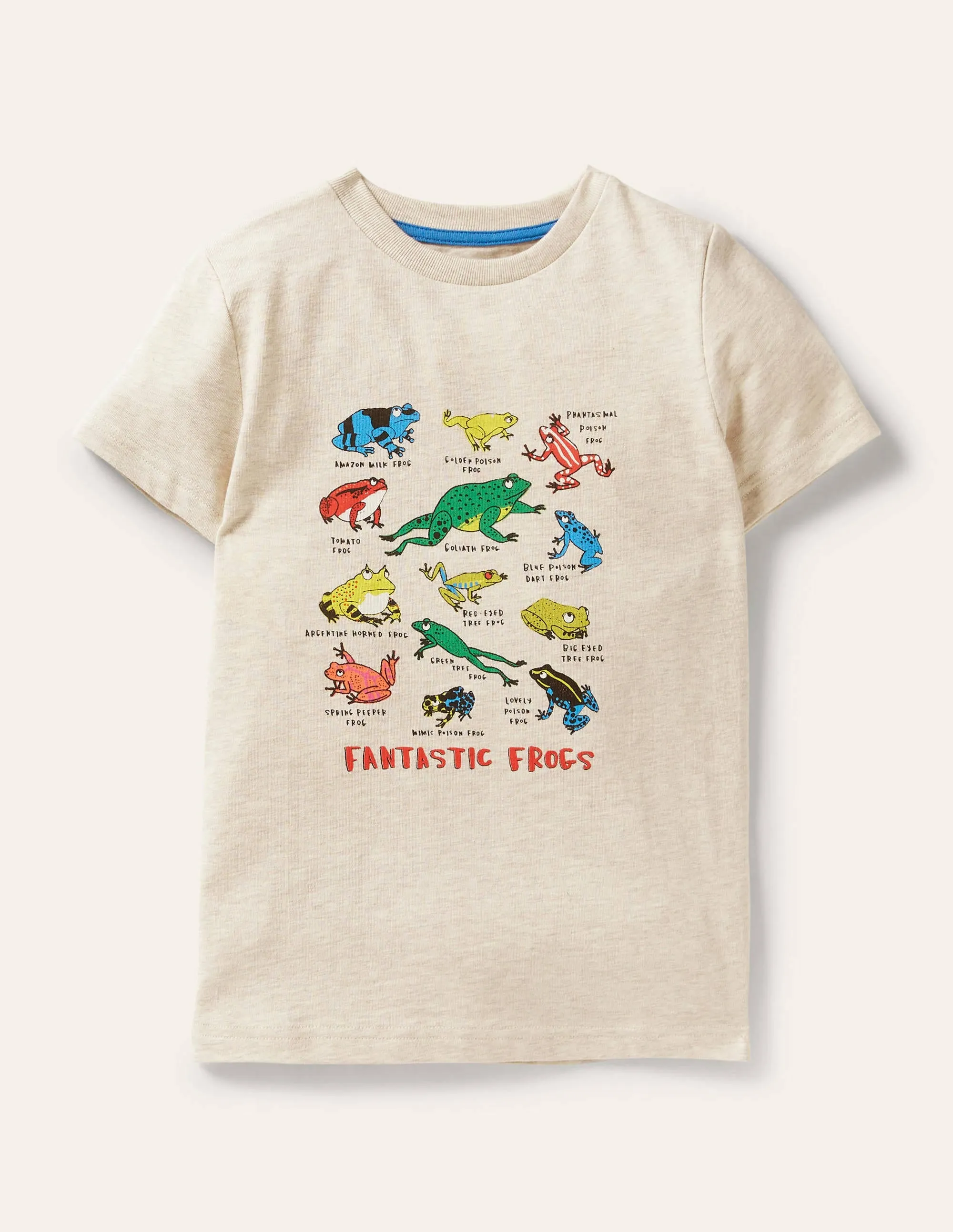 Graphic Grid T-shirt-Oatmeal Marl Frogs