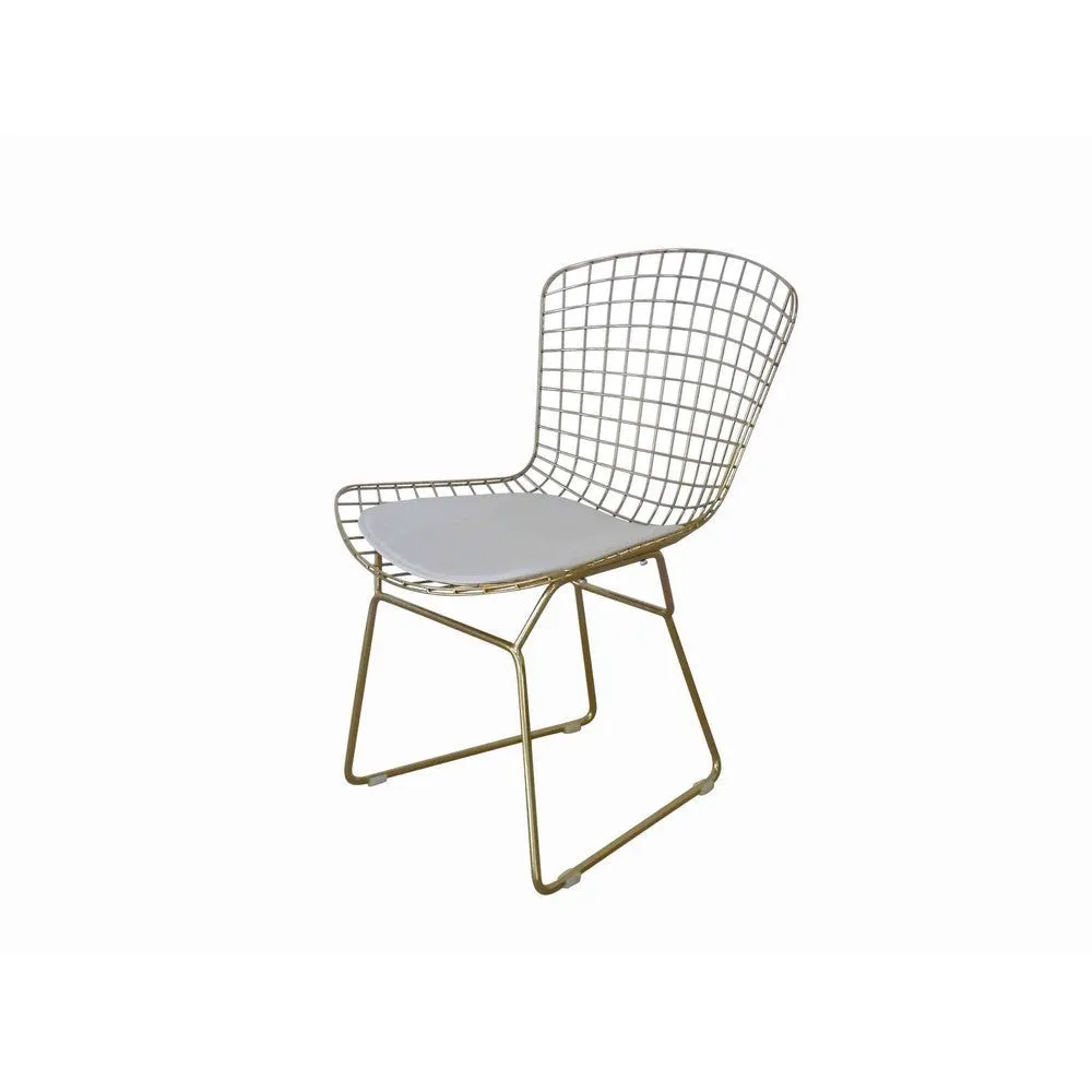 Hely 23 Inch Dining Chair Set of 2, 4 Cushions, Metal Cage Frame, Gold By Casagear Home