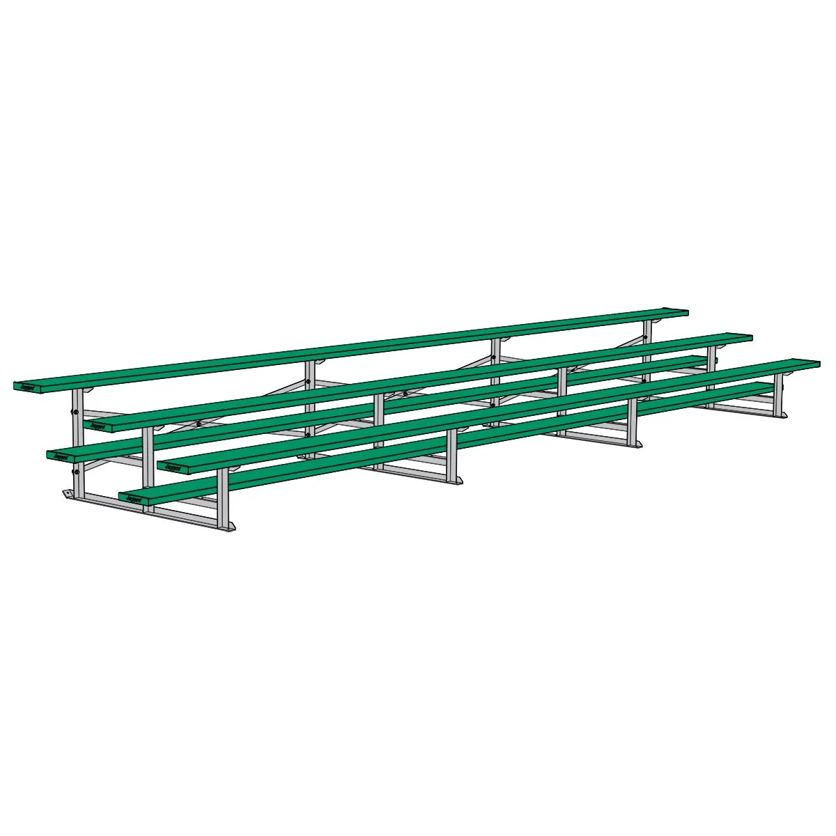Jaypro Bleacher - 21 ft. (3 Row - Single Foot Plank) - All Aluminum (Powder Coated)