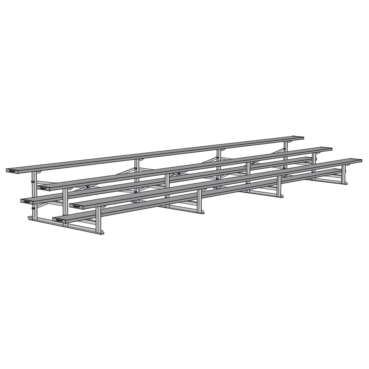 Jaypro Bleacher - 21 ft. (3 Row - Single Foot Plank) - All Aluminum (Powder Coated)