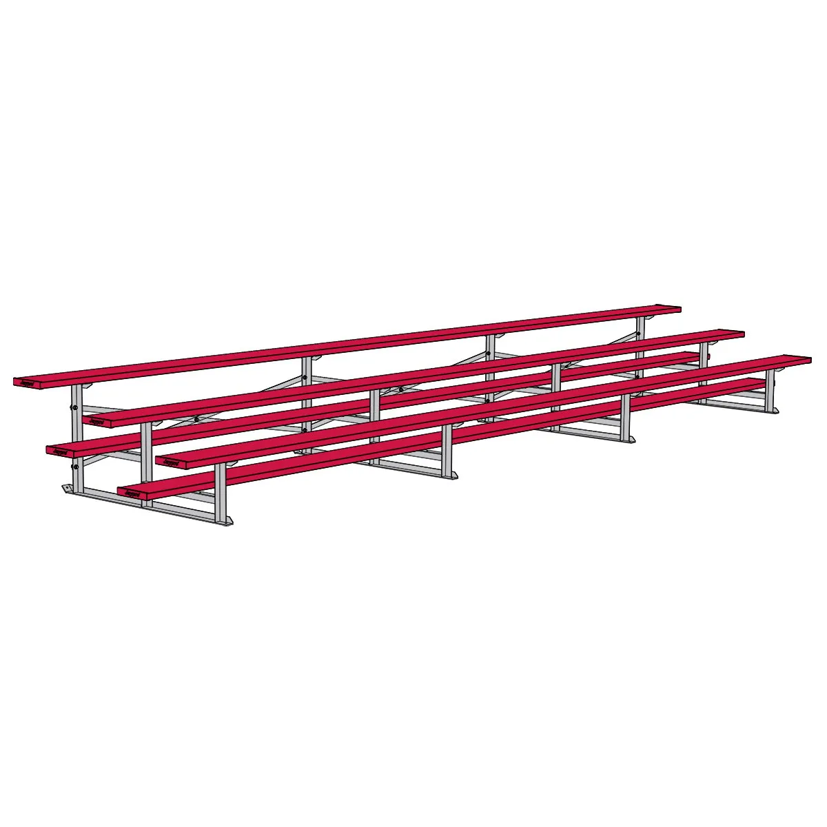Jaypro Bleacher - 21 ft. (3 Row - Single Foot Plank) - All Aluminum (Powder Coated)