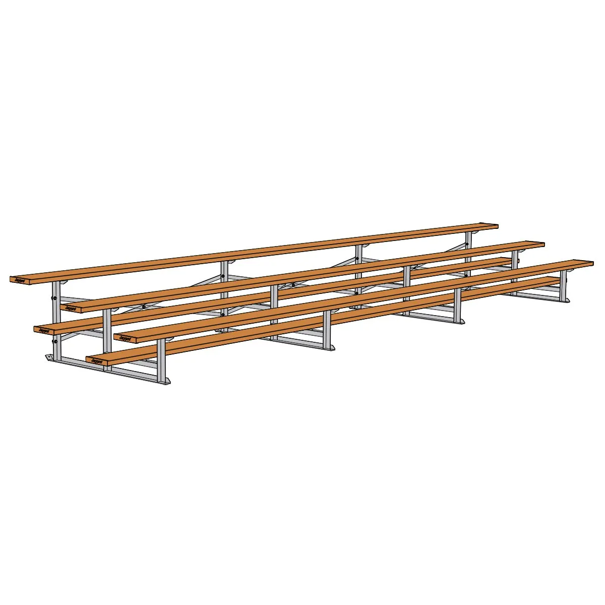 Jaypro Bleacher - 21 ft. (3 Row - Single Foot Plank) - All Aluminum (Powder Coated)
