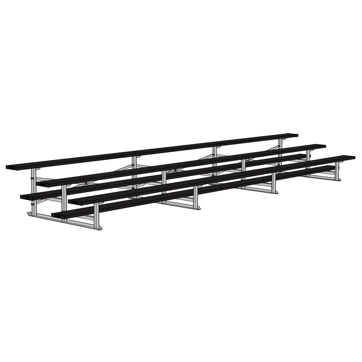 Jaypro Bleacher - 21 ft. (3 Row - Single Foot Plank) - All Aluminum (Powder Coated)