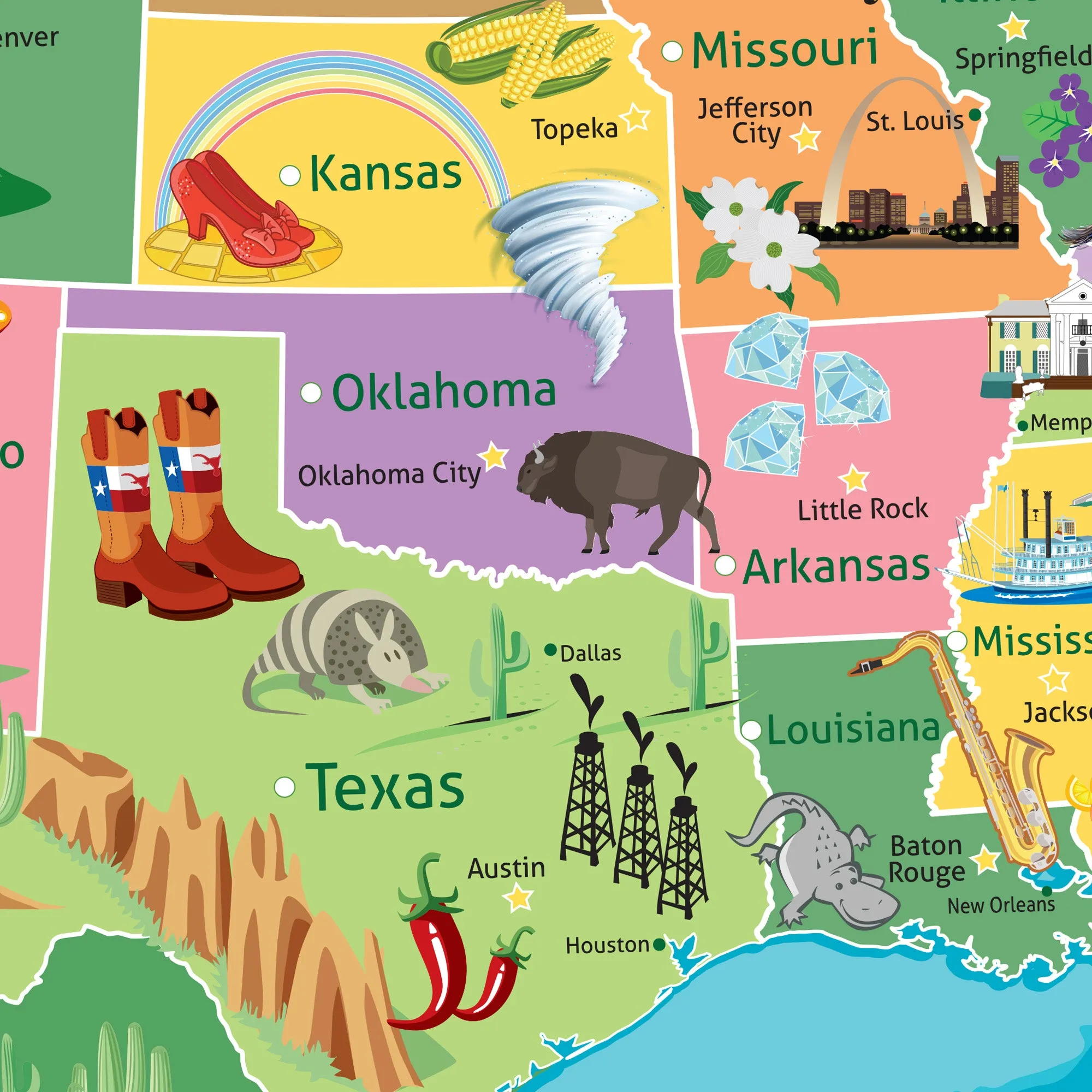 Kids Colorful USA Push Pin Map - Single Panel