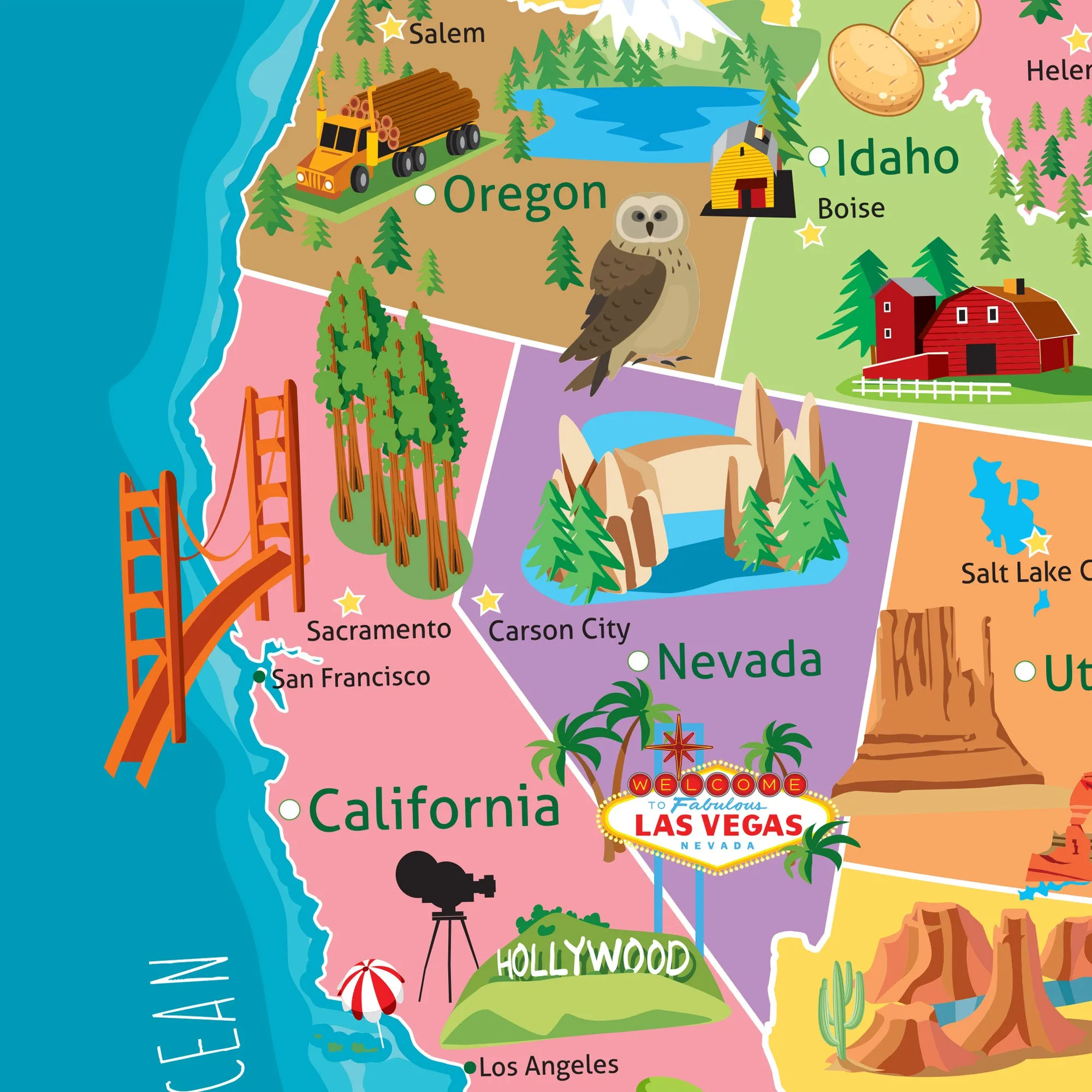 Kids Colorful USA Push Pin Map - Single Panel
