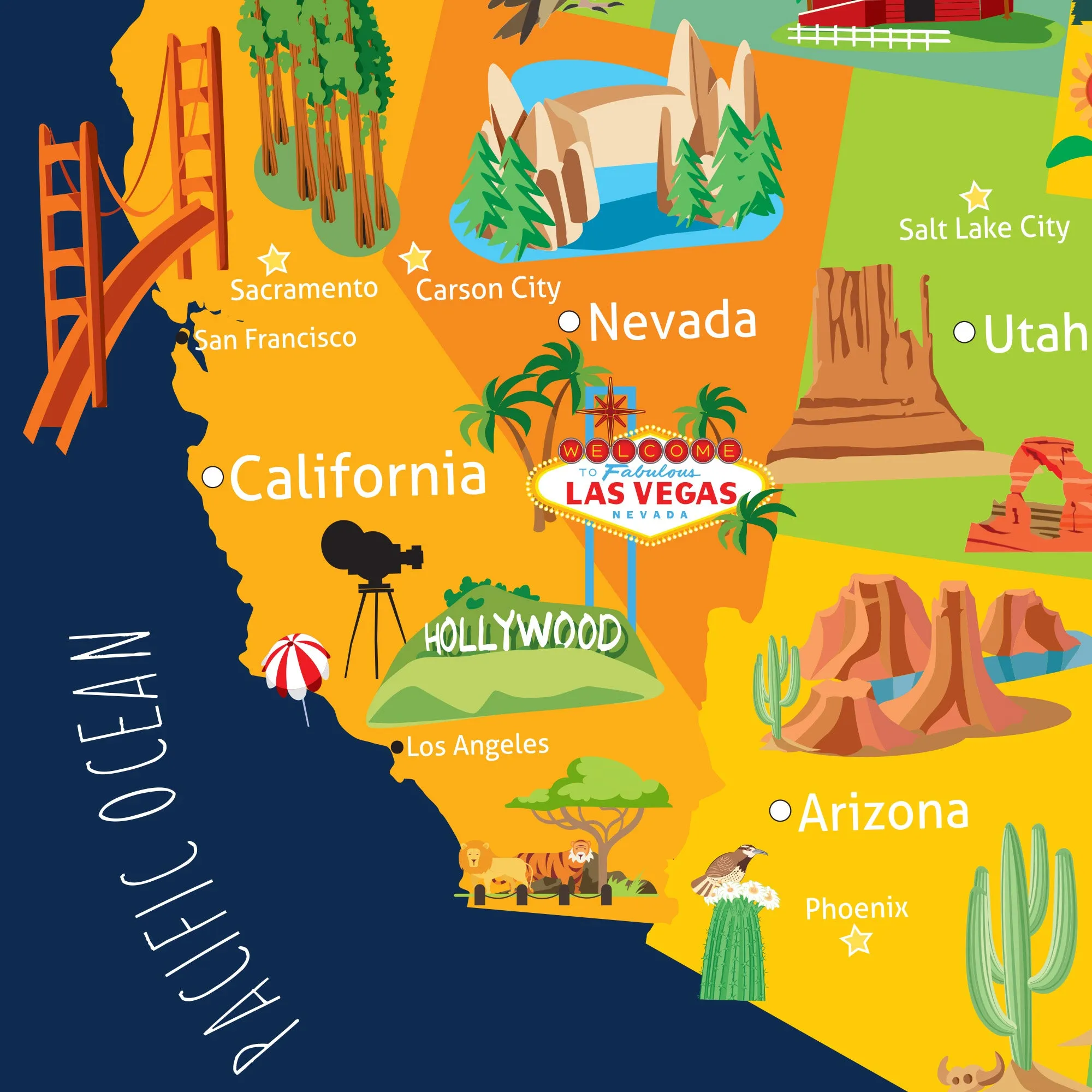 Kids USA Push Pin Map in Bright Colors - Single Panel