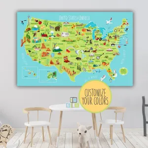 Kids USA Push Pin Map - Single Panel