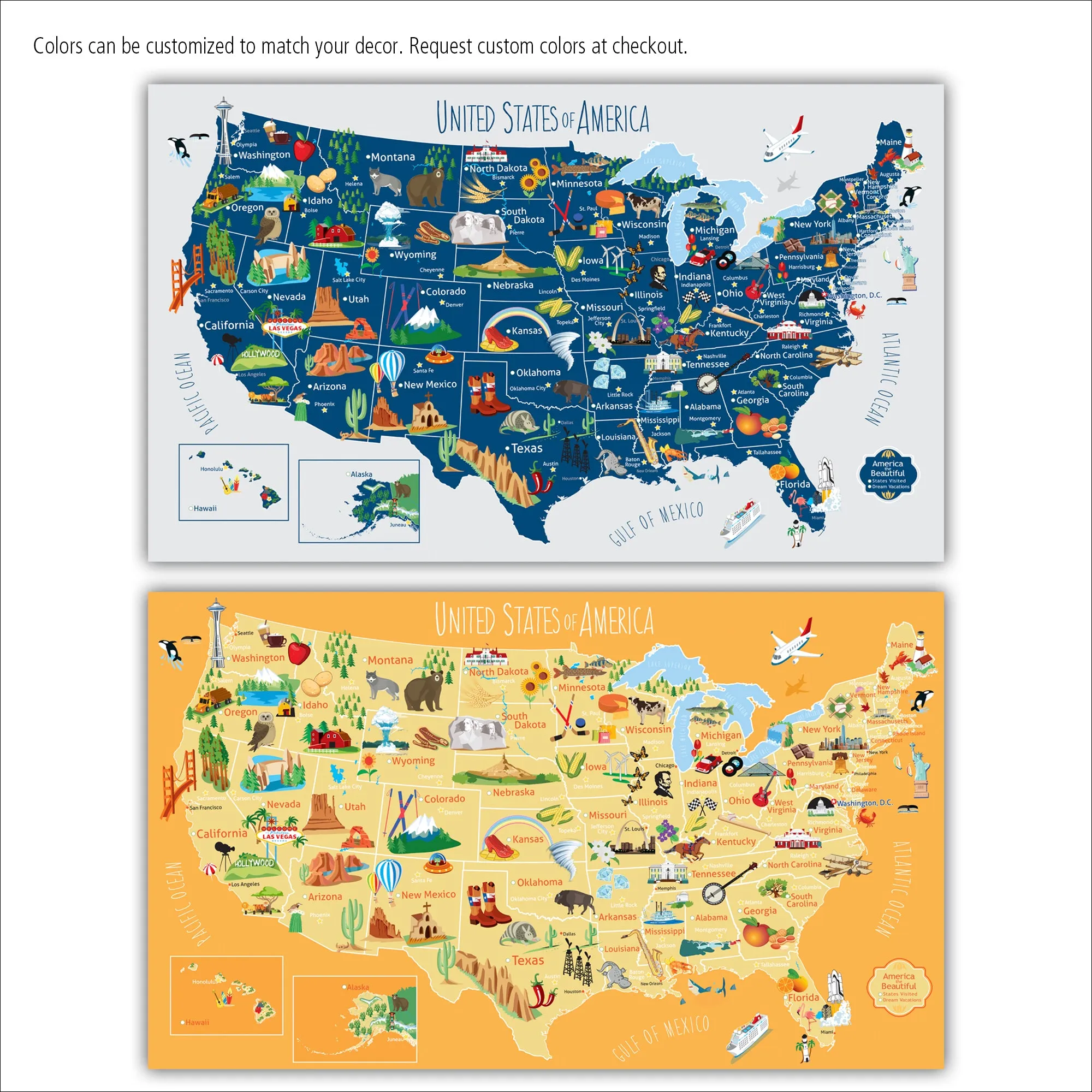 Kids USA Push Pin Map - Single Panel