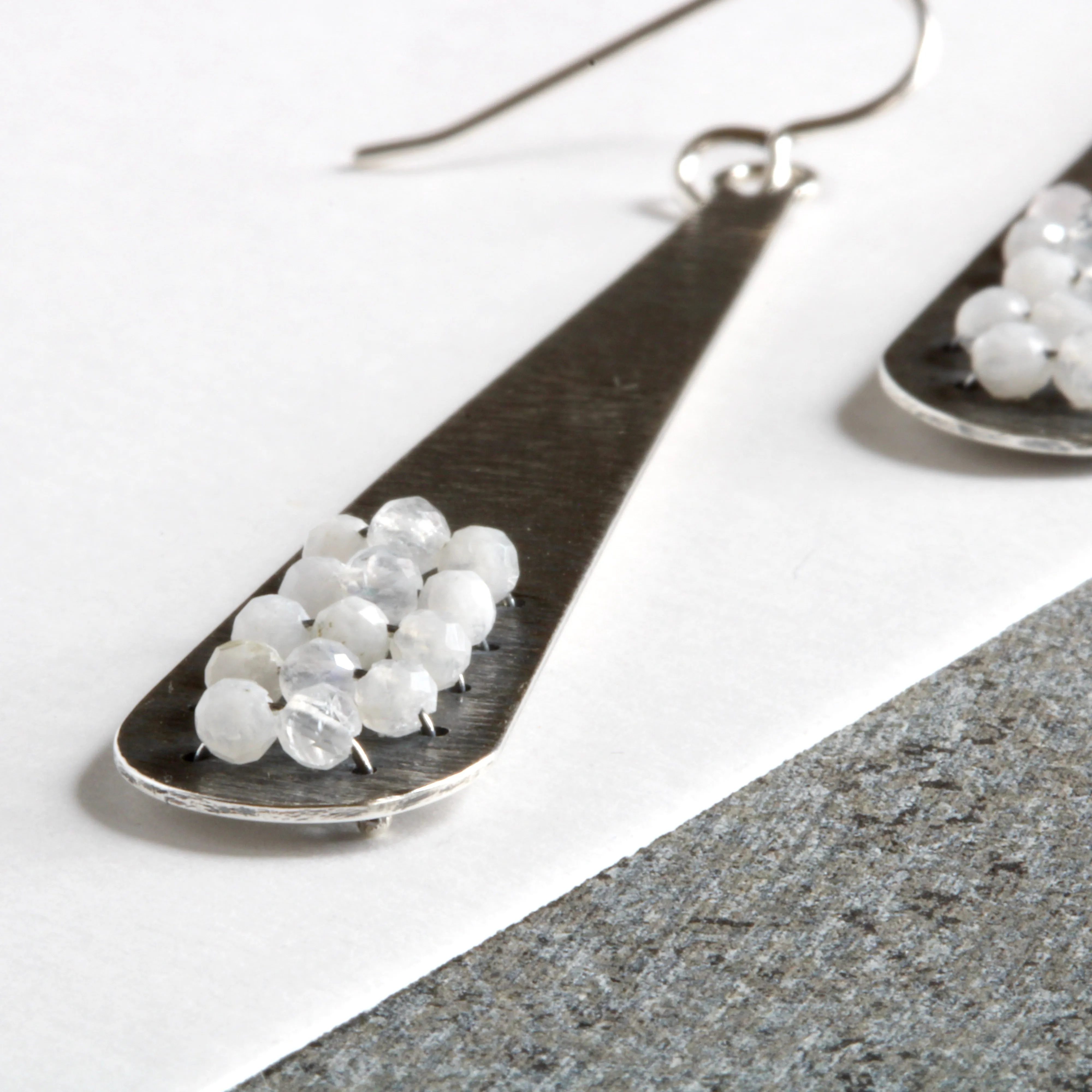 Layers Earrings, Rainbow Moonstone