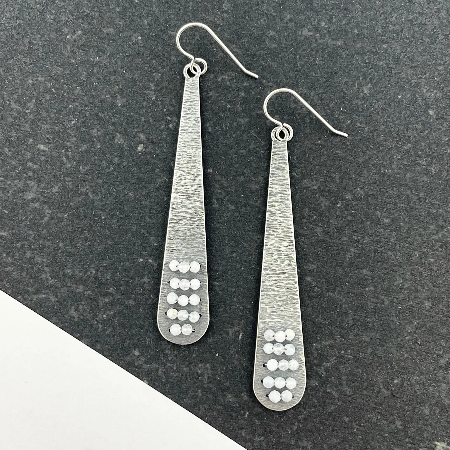 Layers Earrings, Rainbow Moonstone