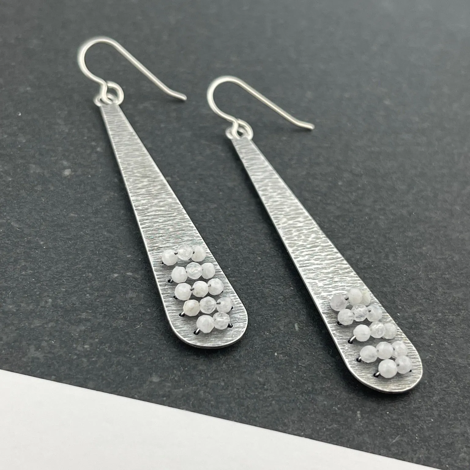 Layers Earrings, Rainbow Moonstone