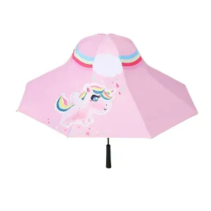 Little Surprise Box Rainbow Uni Theme,Unique SpanishPatio StyleKids Umbrella,5-12Years,Pink