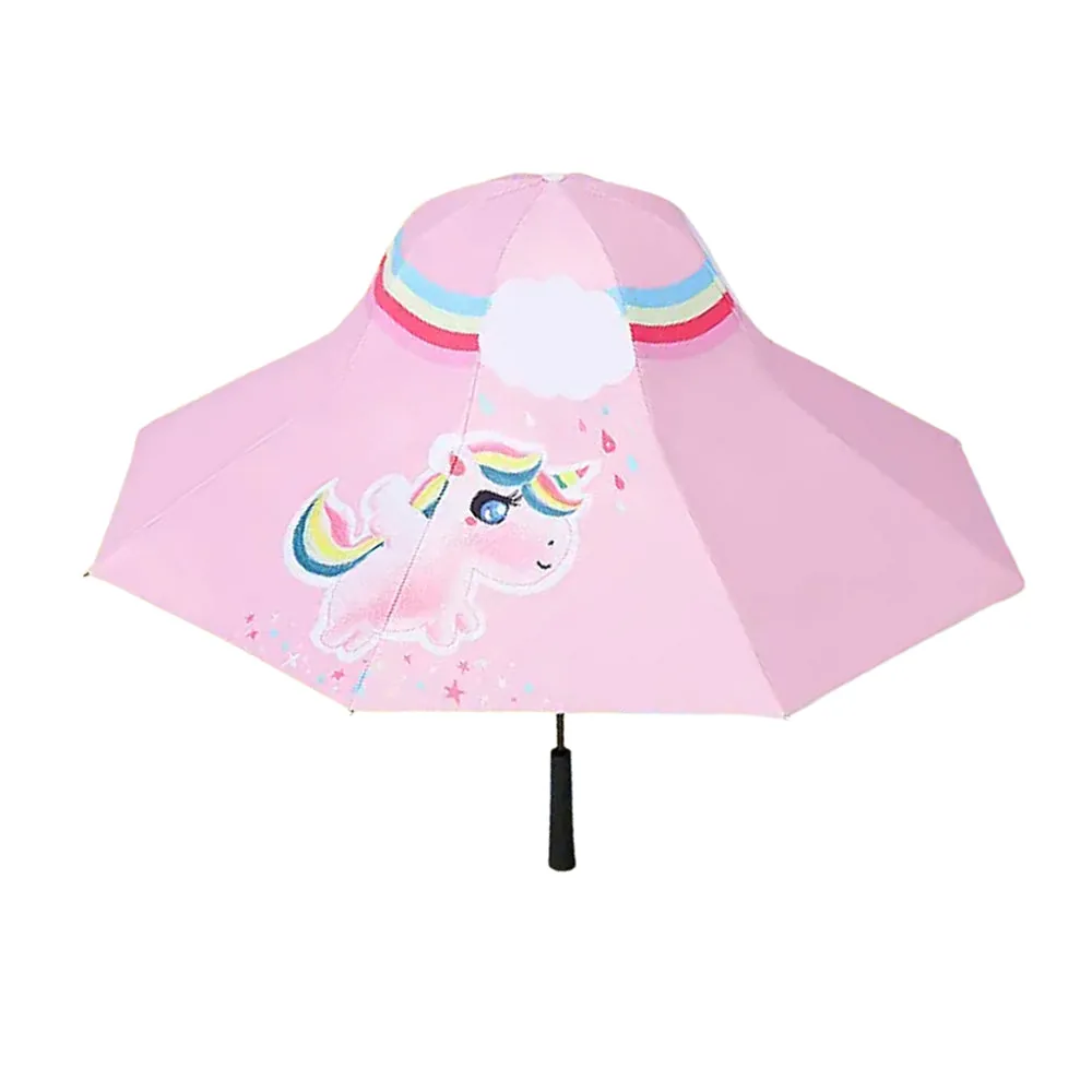 Little Surprise Box Rainbow Uni Theme,Unique SpanishPatio StyleKids Umbrella,5-12Years,Pink