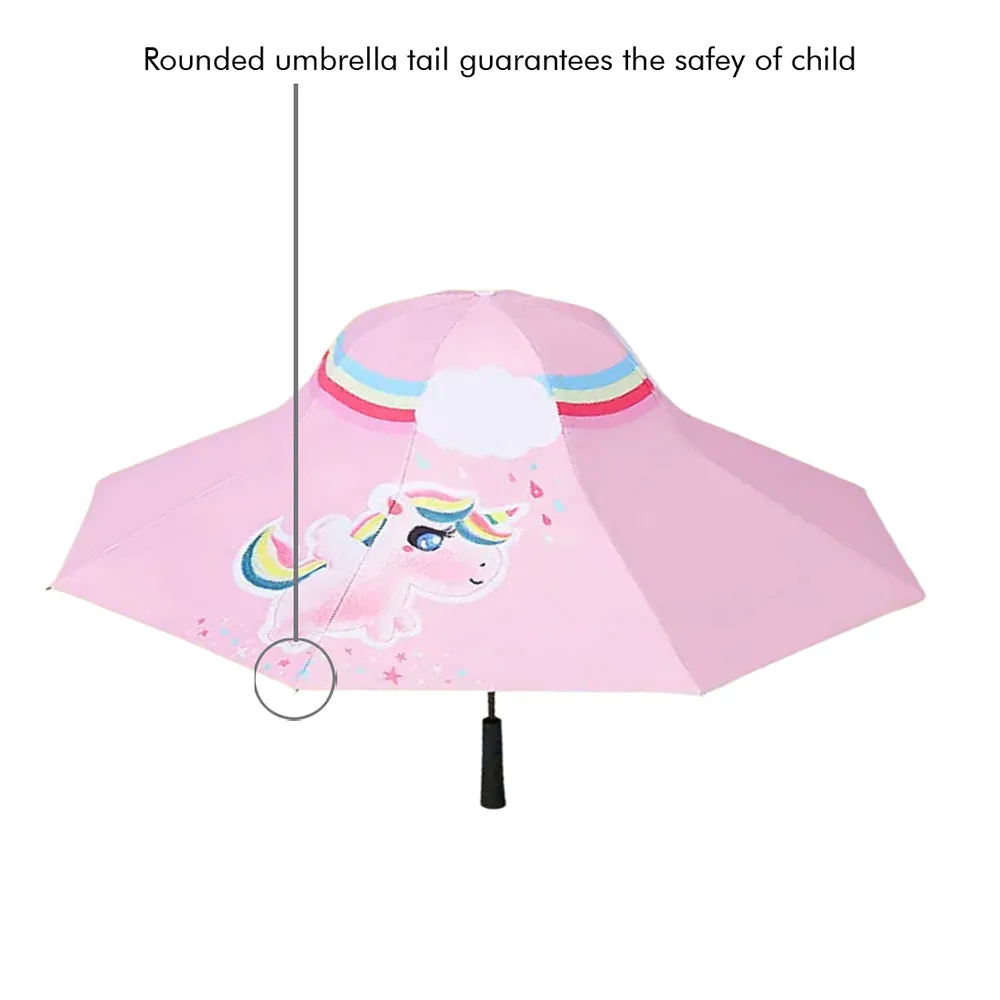 Little Surprise Box Rainbow Uni Theme,Unique SpanishPatio StyleKids Umbrella,5-12Years,Pink