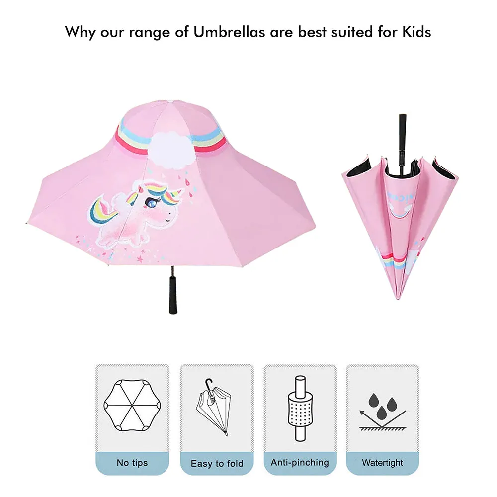 Little Surprise Box Rainbow Uni Theme,Unique SpanishPatio StyleKids Umbrella,5-12Years,Pink
