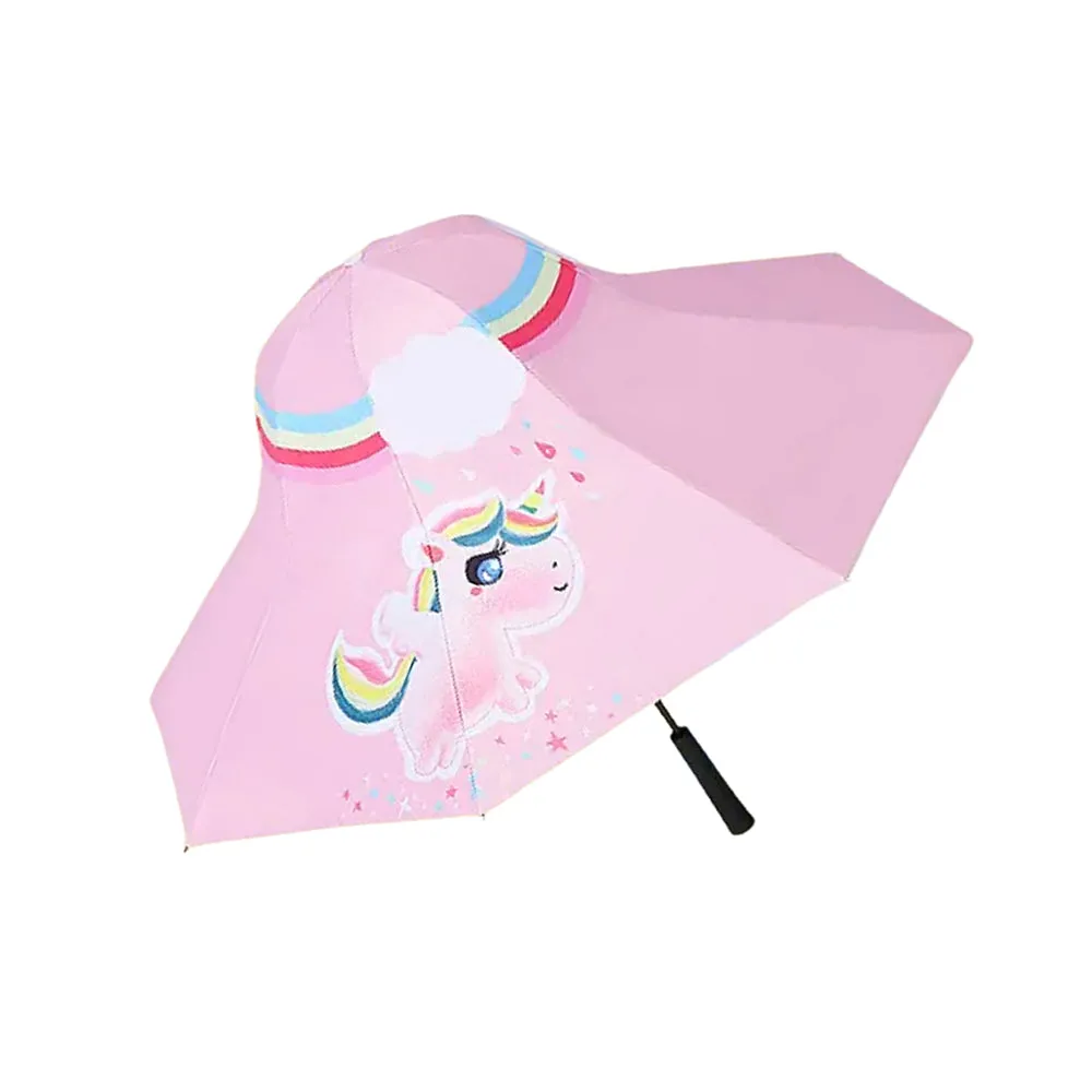 Little Surprise Box Rainbow Uni Theme,Unique SpanishPatio StyleKids Umbrella,5-12Years,Pink