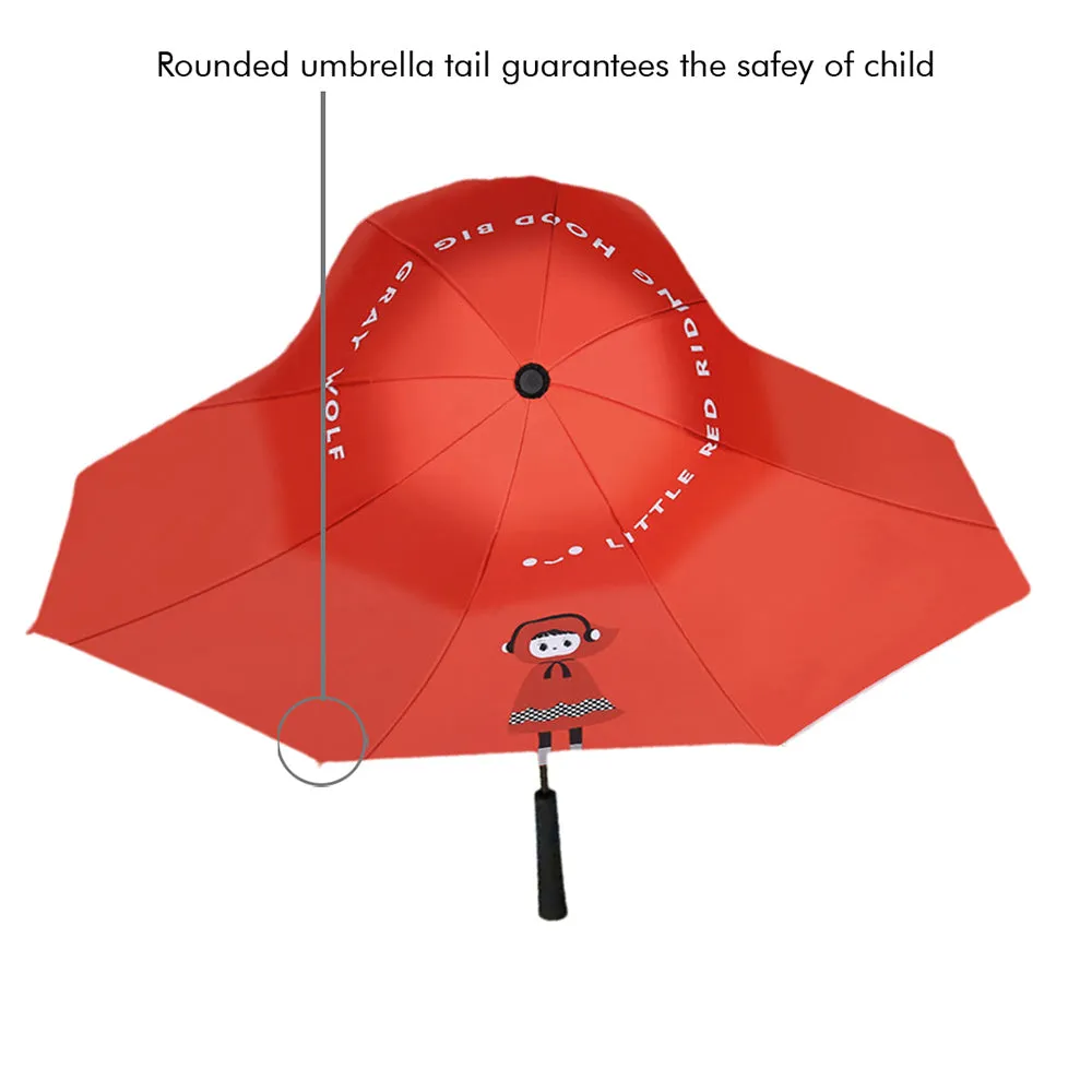 Little Surprise Box Red Riding Hood Theme,Unique Spanish Patio StyleKids Umbrella,5-12Years,Red