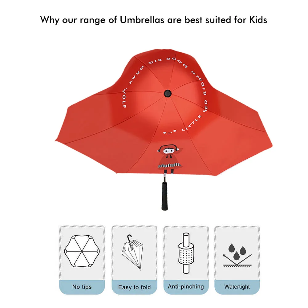 Little Surprise Box Red Riding Hood Theme,Unique Spanish Patio StyleKids Umbrella,5-12Years,Red