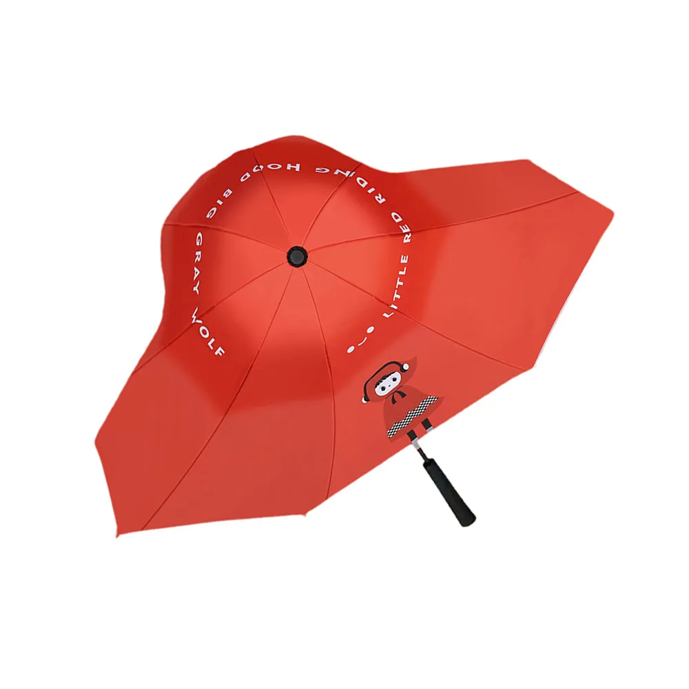 Little Surprise Box Red Riding Hood Theme,Unique Spanish Patio StyleKids Umbrella,5-12Years,Red