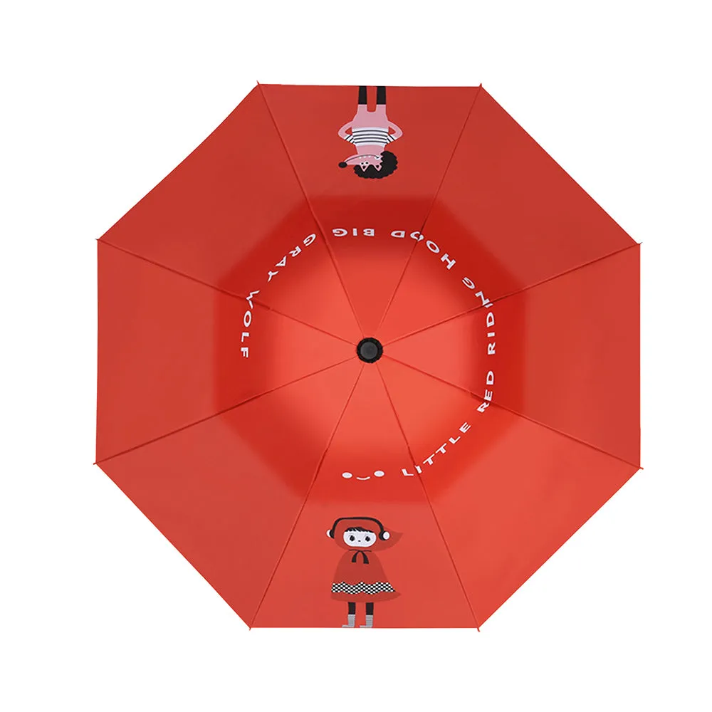Little Surprise Box Red Riding Hood Theme,Unique Spanish Patio StyleKids Umbrella,5-12Years,Red