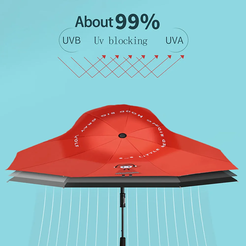 Little Surprise Box Red Riding Hood Theme,Unique Spanish Patio StyleKids Umbrella,5-12Years,Red
