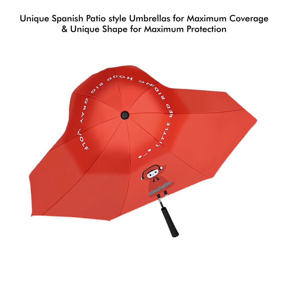 Little Surprise Box Red Riding Hood Theme,Unique Spanish Patio StyleKids Umbrella,5-12Years,Red