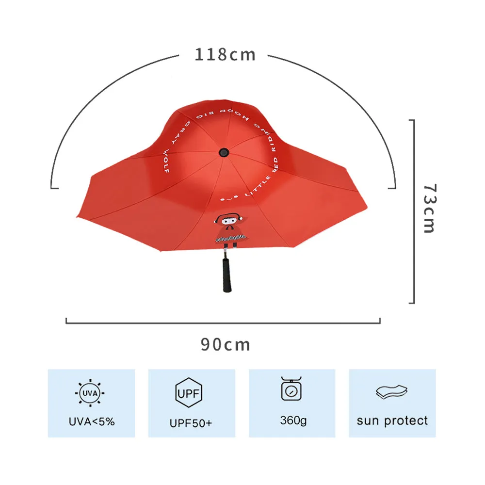 Little Surprise Box Red Riding Hood Theme,Unique Spanish Patio StyleKids Umbrella,5-12Years,Red