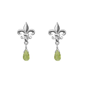 Medium Fleur de Lis Gemstone Post Earrings