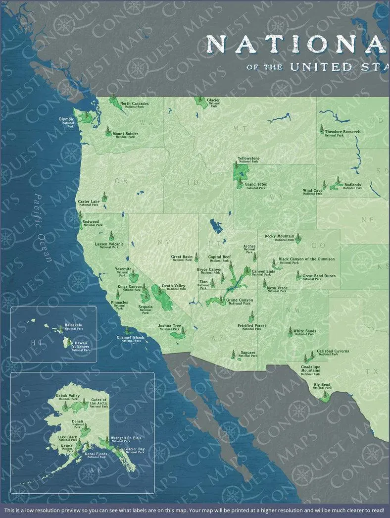 National Park Push Pin Map