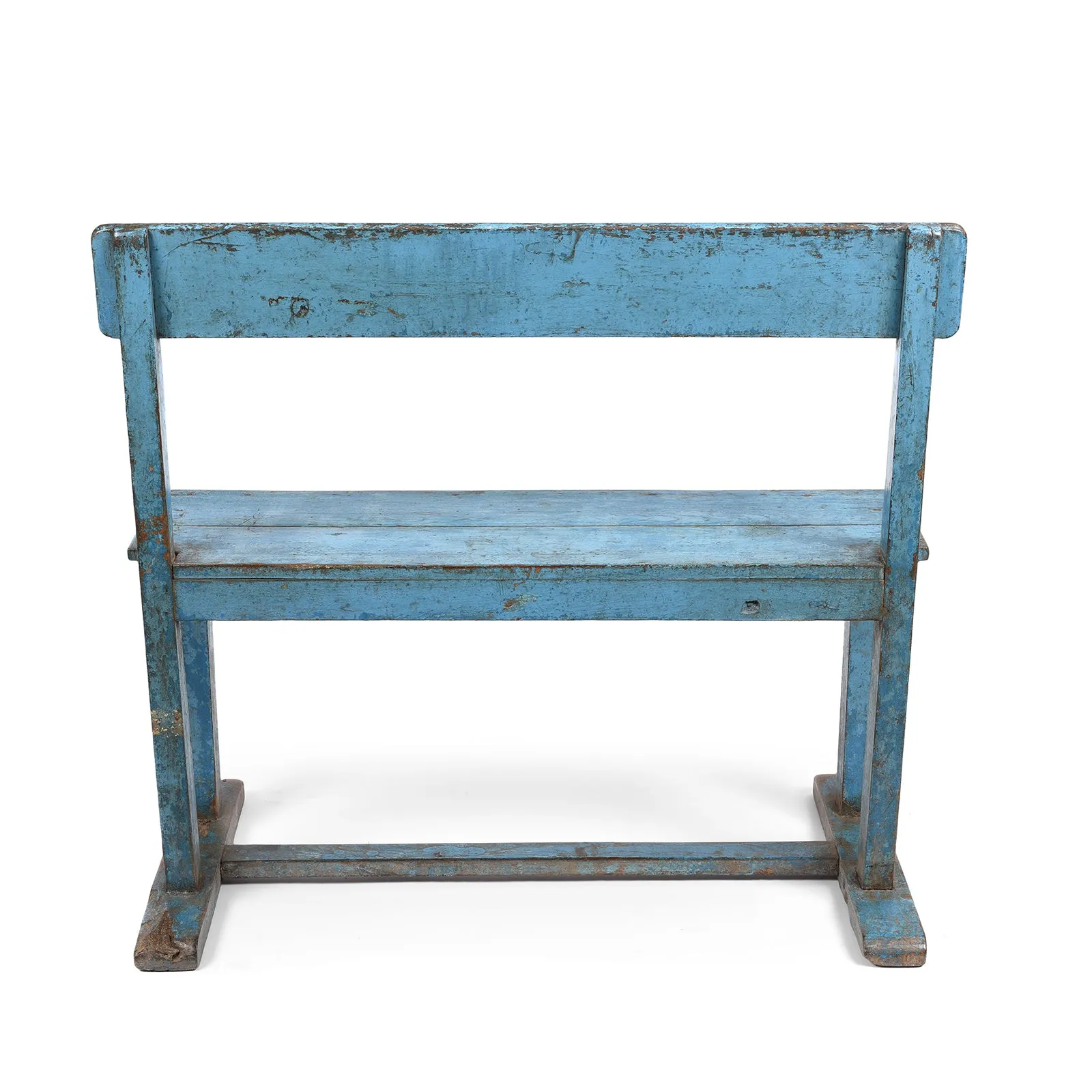 Painted Indian Teak School Bench - Ca 1930