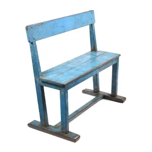 Painted Indian Teak School Bench - Ca 1930