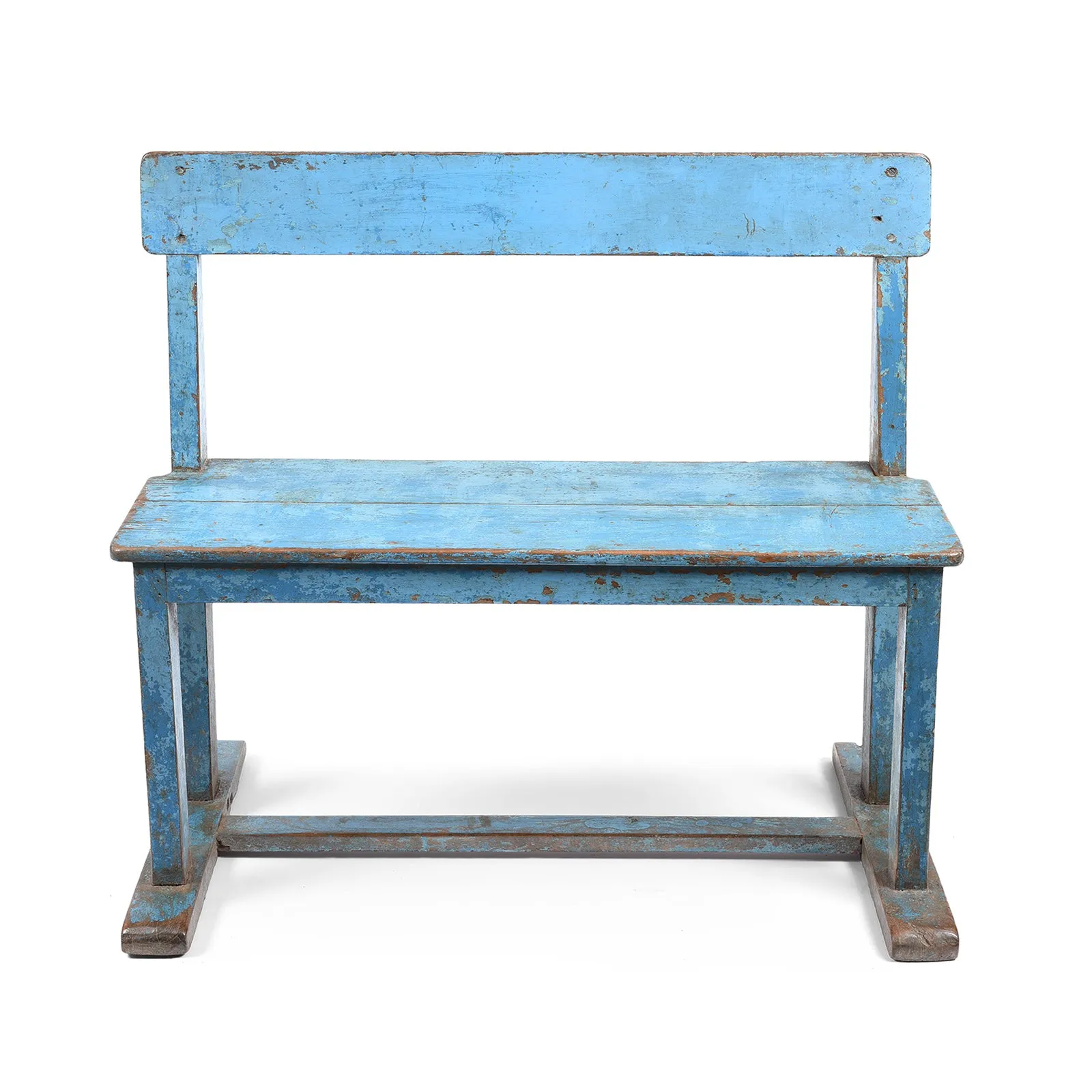 Painted Indian Teak School Bench - Ca 1930