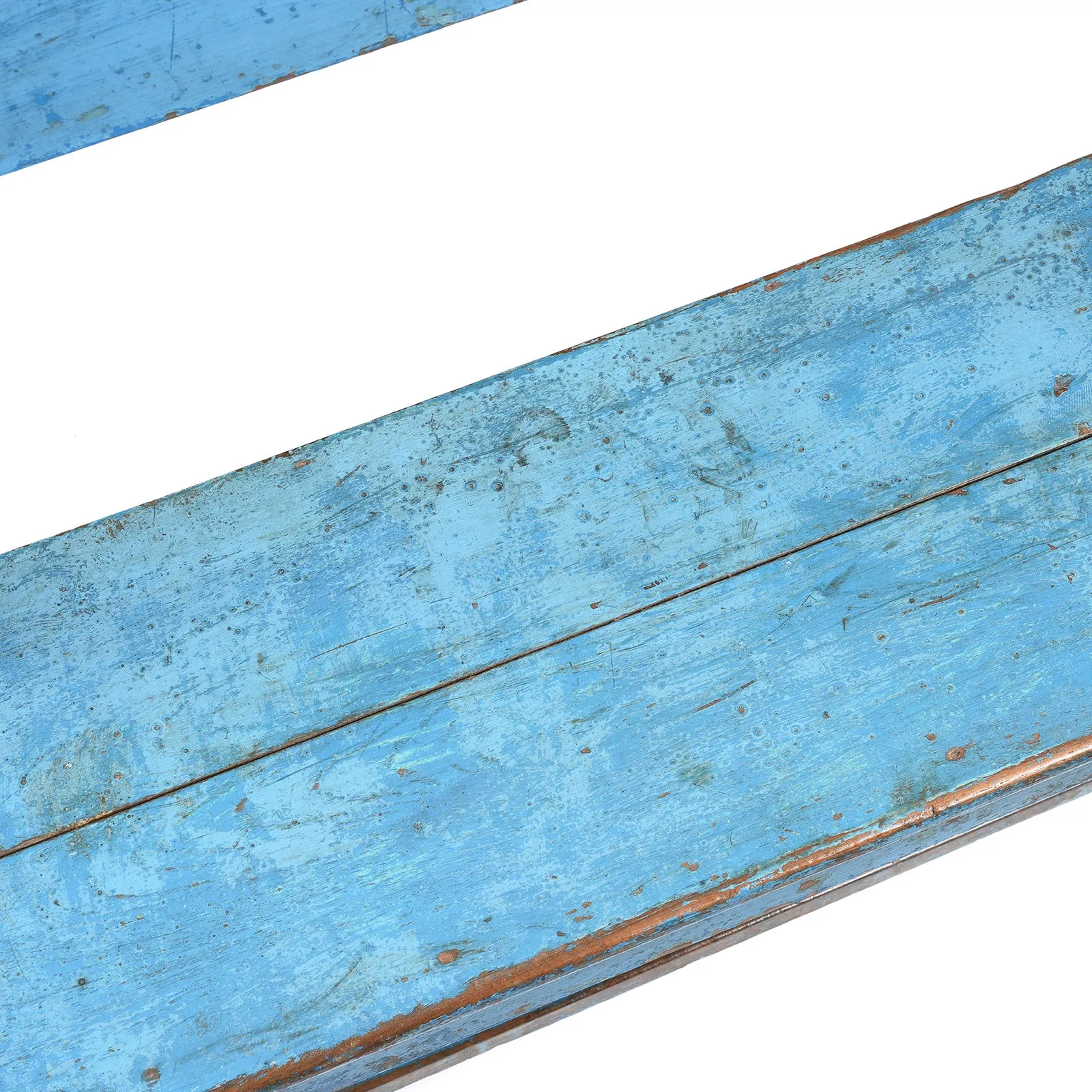 Painted Indian Teak School Bench - Ca 1930