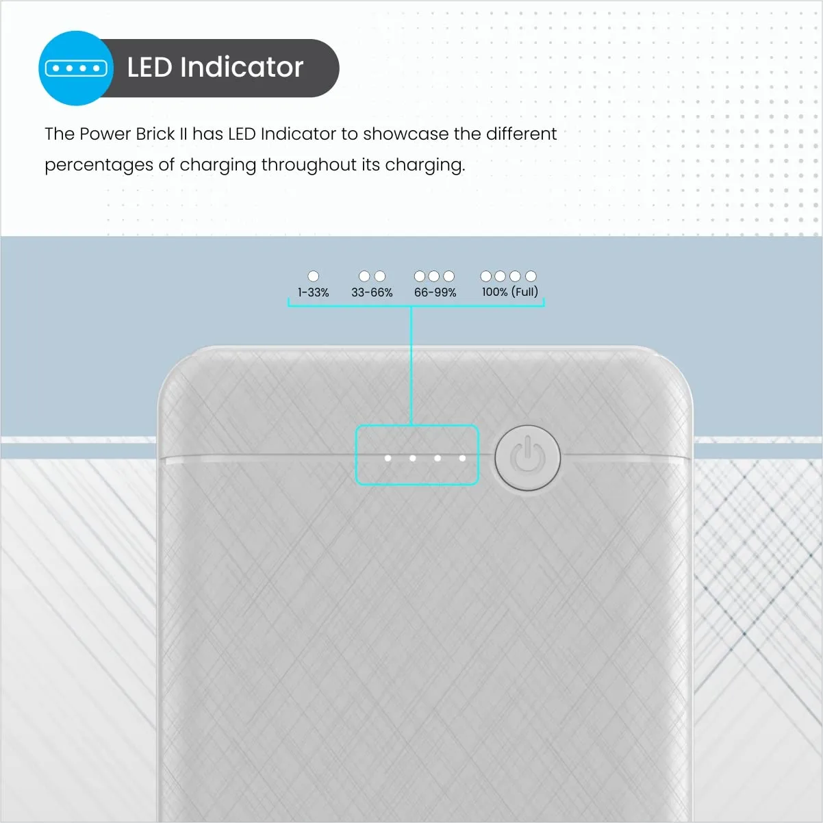 Portronics Power Brick II 10000 mAh,2.4A 12w Slim Power Bank with Dual USB Output Port for iPhone, Anrdoid & Other Devices.(White)