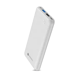 Portronics Power Brick II 10000 mAh,2.4A 12w Slim Power Bank with Dual USB Output Port for iPhone, Anrdoid & Other Devices.(White)