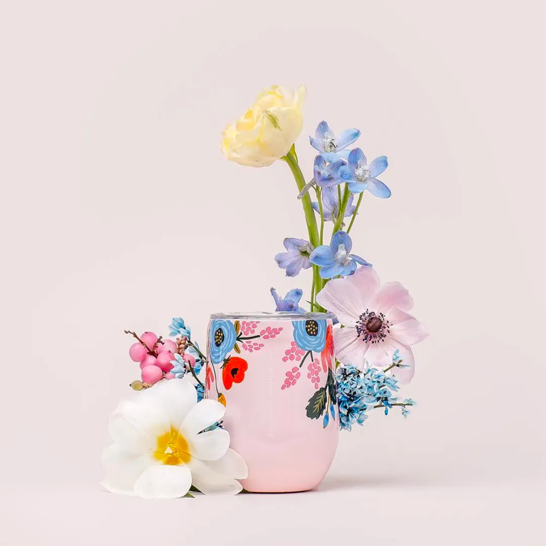 Rifle Paper Co. 12oz Stemless Wine Cup (Gloss Blush Lively Floral)