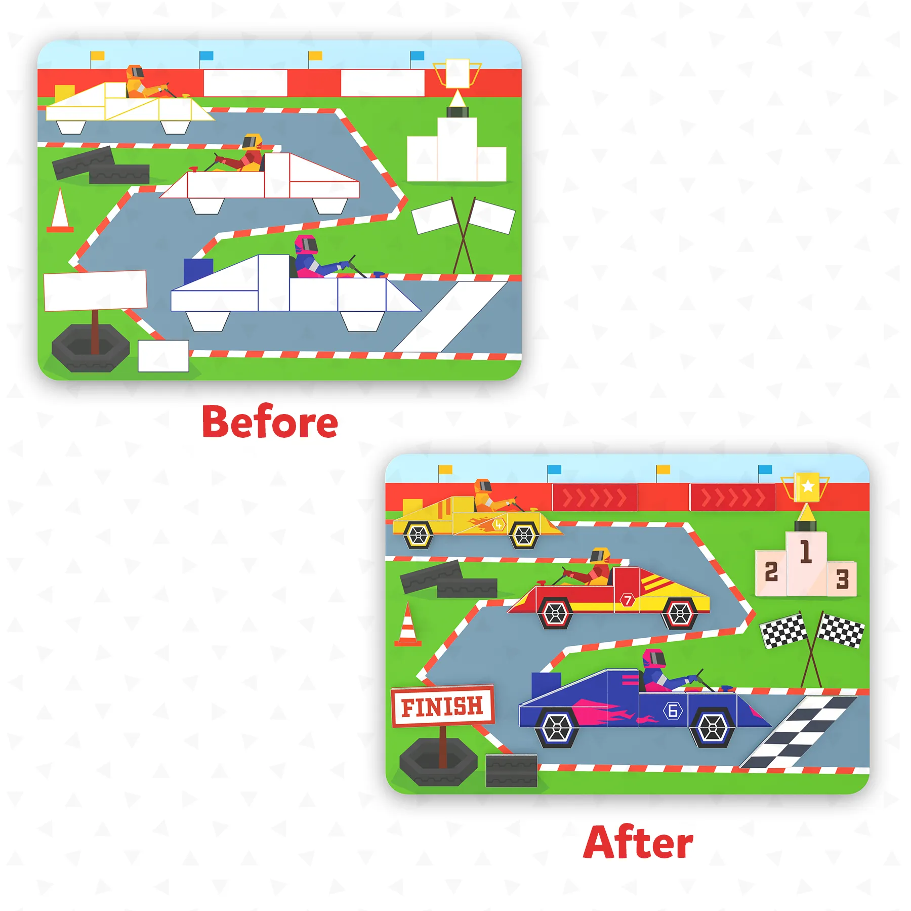 Skillmatics Art & Craft Activity - Tangram Twist, Vehicles, STEAM Toy, Craft Kits, Puzzles, DIY Activity, No Mess Sticker Art, Educational for Boys & Girls, Gifts for Ages 4, 5, 6, 7
