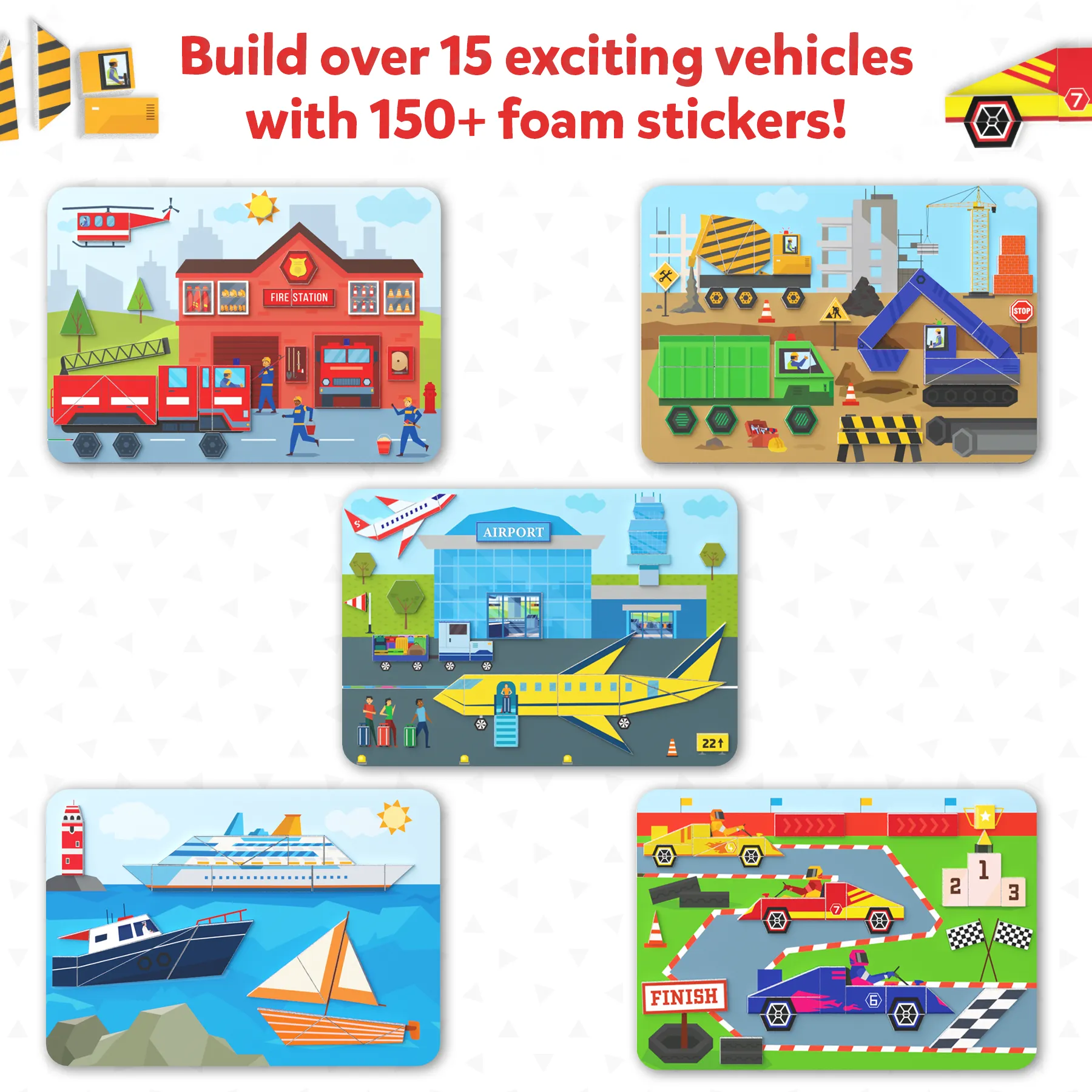 Skillmatics Art & Craft Activity - Tangram Twist, Vehicles, STEAM Toy, Craft Kits, Puzzles, DIY Activity, No Mess Sticker Art, Educational for Boys & Girls, Gifts for Ages 4, 5, 6, 7