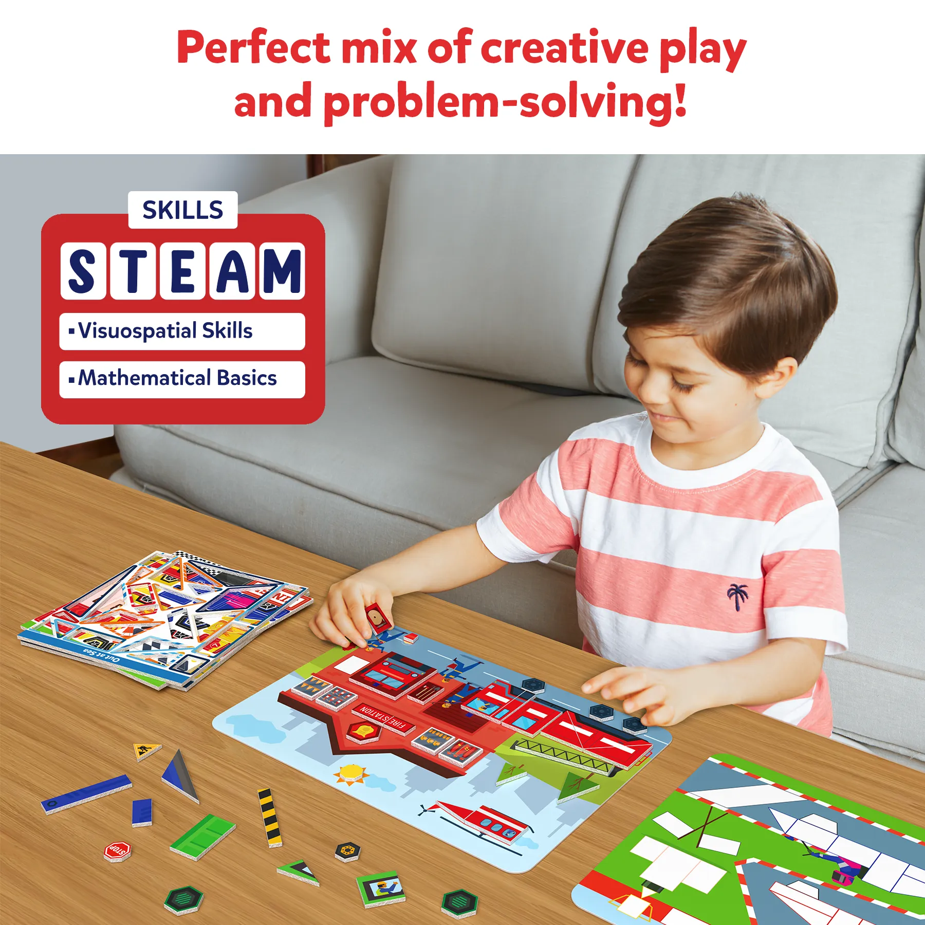 Skillmatics Art & Craft Activity - Tangram Twist, Vehicles, STEAM Toy, Craft Kits, Puzzles, DIY Activity, No Mess Sticker Art, Educational for Boys & Girls, Gifts for Ages 4, 5, 6, 7