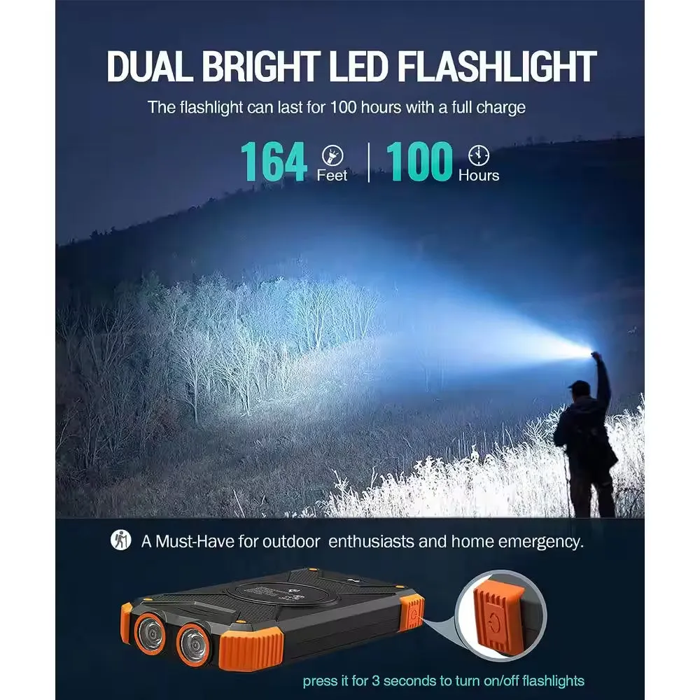 Solar Charger Power Bank 10,000Mah External Battery Pack Type C Input