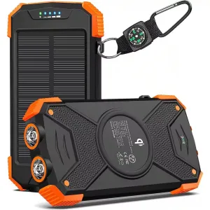 Solar Charger Power Bank 10,000Mah External Battery Pack Type C Input