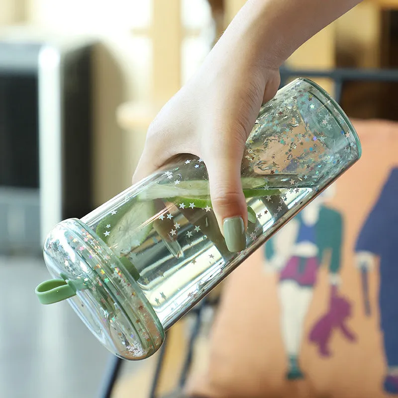 Sparkling Kawaii Bubble Tea Water Bottle with Straw