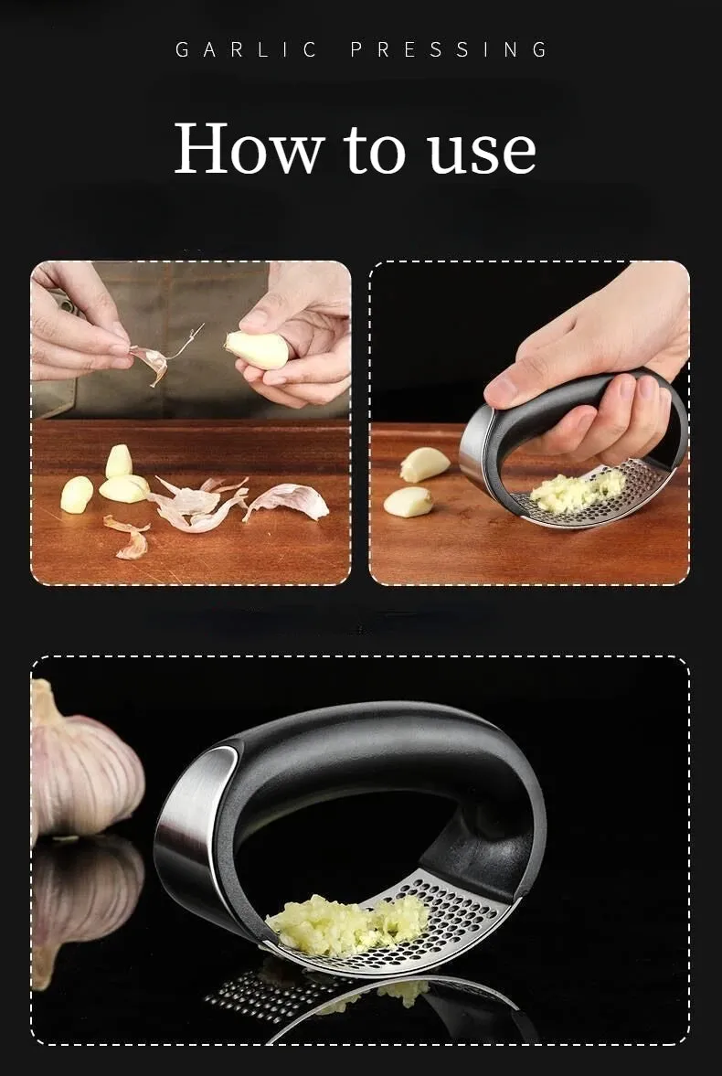 Stainless Steel Garlic Crusher Manual Garlic Mincer Chopping Garlic